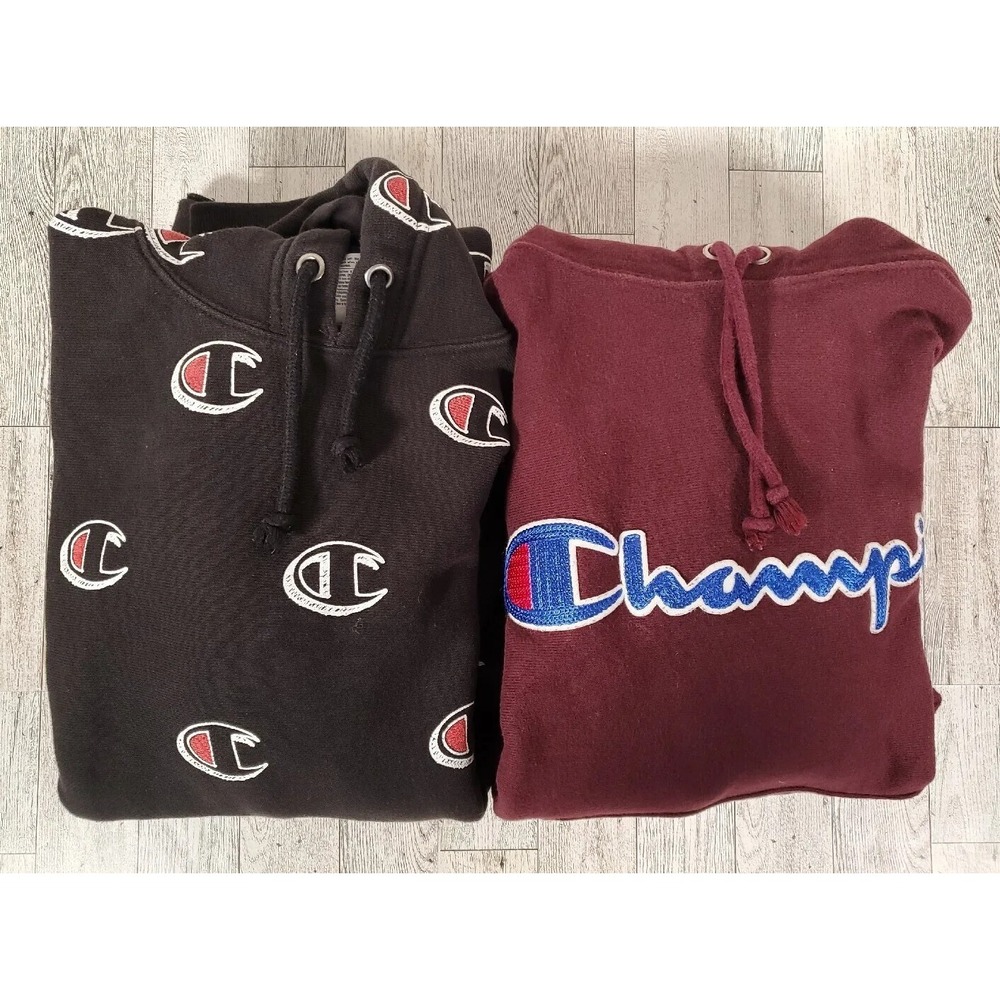 Champion Sweatshirts SMALL Lot of 2 Reverse Weave Spell Out Allover Logo Women's